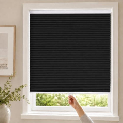 Black Cellular Window Shades Blackout Honeycomb Blinds for Bedroom & Living Room - Custom