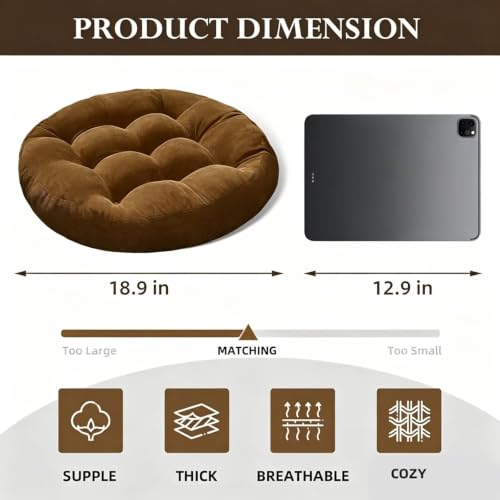Floor Cushion 18.9 Inch - Large Tufted Corduroy Floor Pillow for Adults - Wine Red