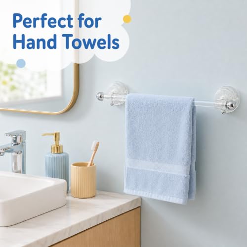 Transparent 16-Inch Suction Cup Towel Bar Set - No Drills, 2 Pack