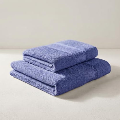 Purple Cotton Hand Towel Set 2 Pieces Soft Absorbent Quick Dry