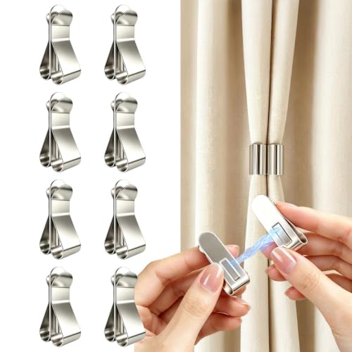 Magnetic Curtain Clips 8 Pairs for Holding Curtains Closed - No Drill