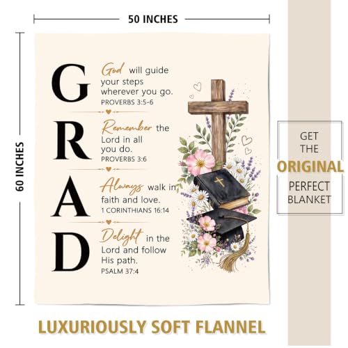 Christian Graduation Blanket for Women & Men - Inspirational Bible Verse Throw 2026 Gift