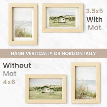 Maple Wood Picture Frame 4x6 Photo Collage Wall & Tabletop Display - Natural Finish - Variation: Maple / 4X6, 1P