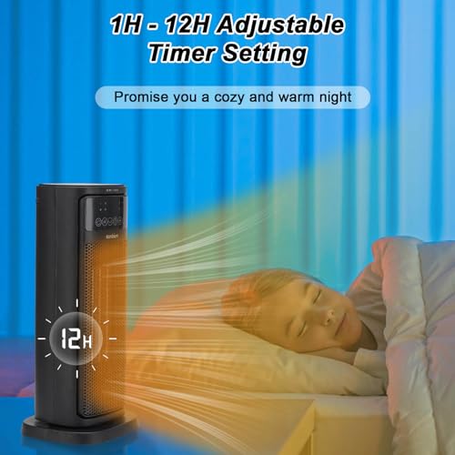1500W Electric Space Heater with Remote Control, Fast Heating Oscillating Ceramic Heater