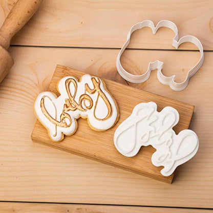 Baby Shower Cookie Cutter 4 Pack 3D Stampers Molds DIY Fondant Decorating for Kids' Birthday Party Kitchen Tools, Baby Letter, Baby Bottle, Onesie, Pacifier