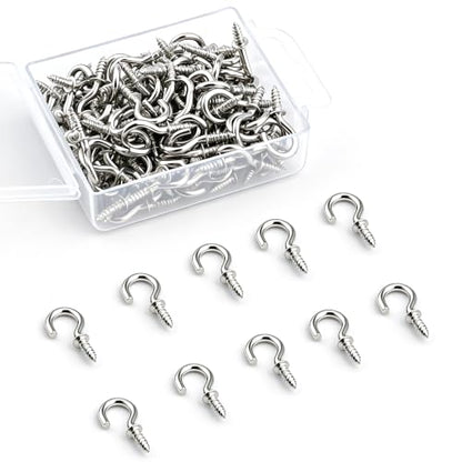 Senkary Silver Small Screw-In Hooks for Hanging - 120 Pieces, 1/2 Inch