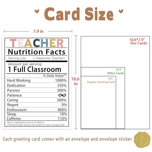 Teacher Appreciation Thank You Card with Envelope - Large 10.6x7.9 Inch - AS 143