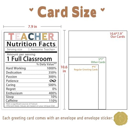 Teacher Appreciation Thank You Card with Envelope - Large 10.6x7.9 Inch - AS 143