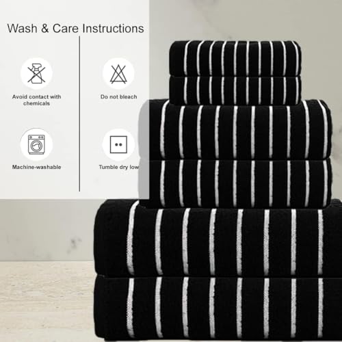 Bathroom Towel Gift Set - 6 Pieces, 600GSM, Black - CASA COPENHAGEN