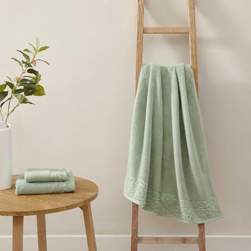 Laura Ashley - Bath Towels, Soft & Absorbent Cotton Towels, Fade Resistant & Low Linting, Ideal Dorm Essentials (Marilyn Green, 6-Piece)