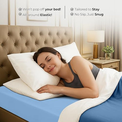 Utopia Bedding Twin Fitted Sheets - Bulk Pack of 2 Bottom Sheets - Soft Brushed Microfiber - Deep Pockets - Shrinkage & Fade Resistant - Easy Care (Twin, Navy)