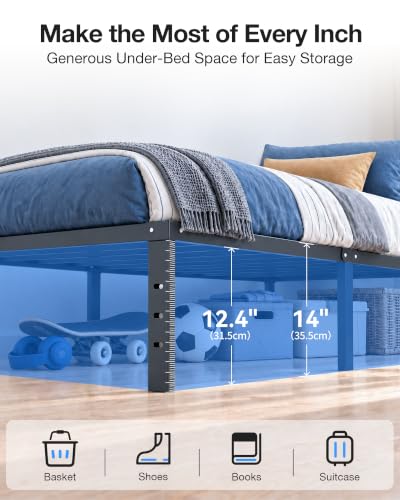 Twin Bed Frame with Metal Platform Support - Easy 8-Minute Setup