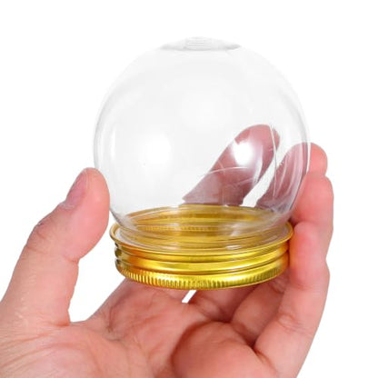10pcs Plastic Snow Globe with Gold Screw Top Lid - 2 Inch Craft Ball
