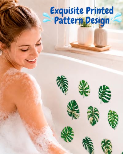 Bathtub Non Slip Stickers - Monstera Deliciosa Pattern, 20 Pcs Anti Slip Shower Decals with Scraper