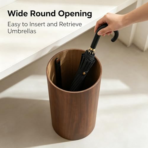 Vintage Solid Wood Umbrella Stand with Drip Tray - 50x25cm