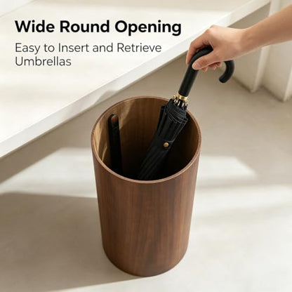 Vintage Solid Wood Umbrella Stand with Drip Tray - 50x25cm
