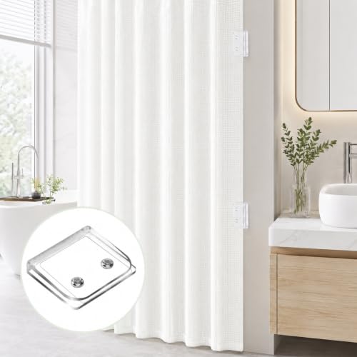 8PC Waterproof Shower Curtain Clips - No Drilling, Anti-Water Splash
