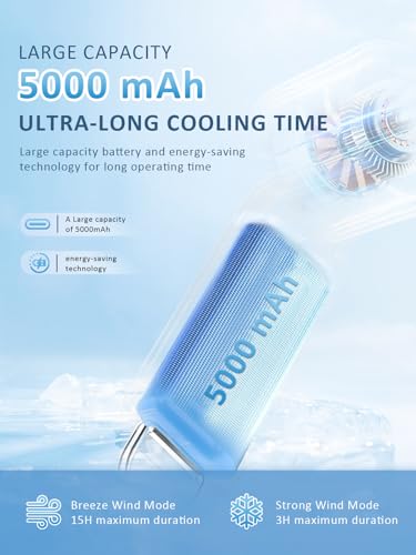 Black Portable Handheld Fan with 100 Speeds, 5000mAh Rechargeable Mini Personal Fan with LED Display and Foldable Design