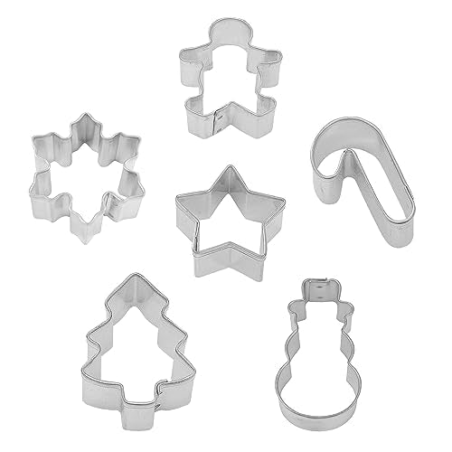 Christmas Mini Cookie Cutter Set - Gingerbread, Candy Cane, Snowman, Tree, Star & Snowflake