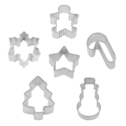 Christmas Mini Cookie Cutter Set - Gingerbread, Candy Cane, Snowman, Tree, Star & Snowflake