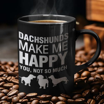 Dachshund Mug - DogsMakeMeHappy 11 Oz Ceramic Coffee Cup - Funny Gift