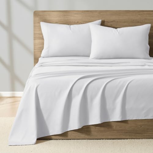 DKNY Cooling Microfiber Sheet Set Queen Bright White 4-Piece