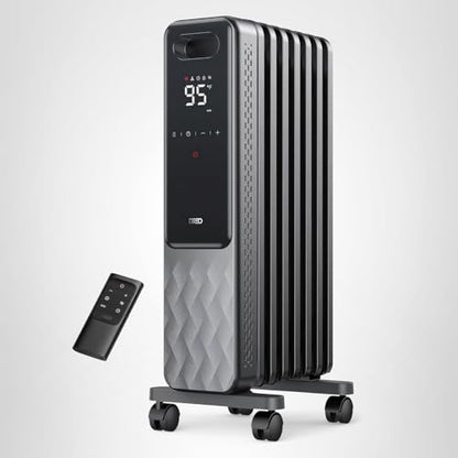 DREO Oil Filled Radiator, Electric Radiant Heaters for indoor use Large Room with Remote Control, Child Lock, 4 Modes, Overheat & Tip-Over Protection, 24h Timer, Digital Thermostat, Quiet, 1500W