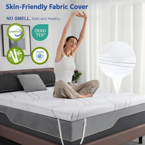 Queen Ultra Firm Mattress Topper - Supportive Foam, White, 3 Inch