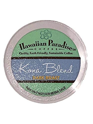 Hawaiian Paradise Coffee 10% Kona Blend Single Serve Cups 18 Count Dark Roast - Made From The Finest Beans - Compatible with Keurig K-Cup Brewers