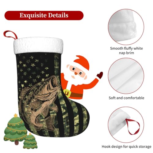 Fish Camo Flag Christmas Stocking Large Xmas Holiday Decoration - Fish Camo Flag Variation