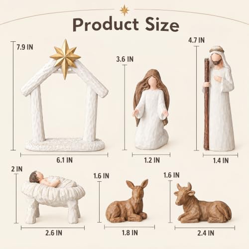 Large Nativity Scene Set - 12 Pcs Resin Miniature Holy Family Religious Christmas Decor