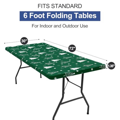 Homing 6 Foot Rectangular Elastic Fitted Table Cover with Water-Resistant Fabric - Green, 72" x 30"