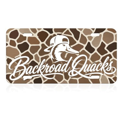 Backroad Quacks Duck Camo Aluminum License Plate Decor - 6x12 Inches, Outdoor Wildlife Display