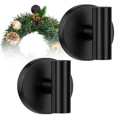 Black Suction Cup Wreath Hanger for Front Door and Glass Windows - No Drill Hooks
