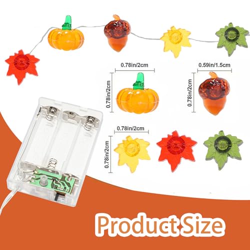 Fall Decor String Lights 10Ft 30 LEDs Acorn Pumpkin Maple Leaf for Autumn Thanksgiving
