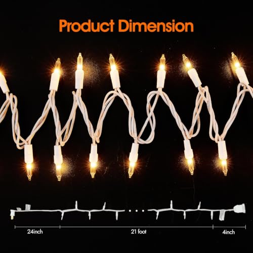 Warm White Connectable Christmas String Lights - 21ft Indoor Outdoor Decorations