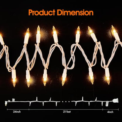 Warm White Connectable Christmas String Lights - 21ft Indoor Outdoor Decorations