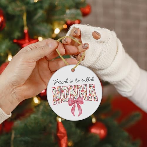 Nonna Christmas Tree Ornament - Blessings Gift for Grandma, 3x3 Inch Ceramic