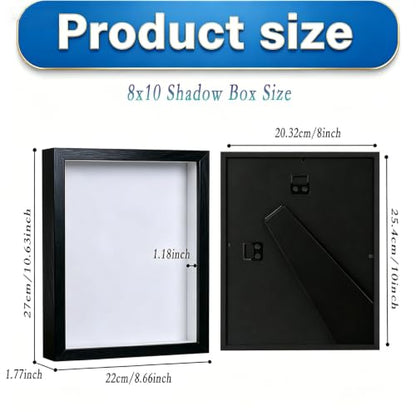 8x10 Deep Shadow Box Frame for Dried Flowers and Keepsakes - Black
