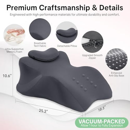 Memory Foam Wedge Pillow - 27° Support Cushion for Reflux, Reading, and Relaxation