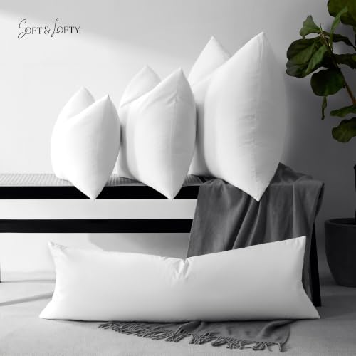 12x16 Feather Down Lumbar Pillow Inserts Set of 2 with Cotton Cover - Soft & Lofty