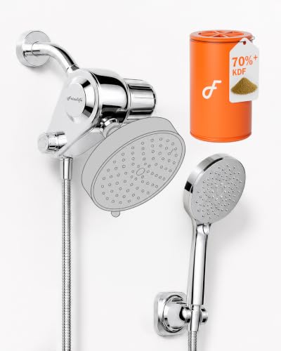 Frizzlife Dual-Outlet Shower Filter with Handheld Sprayer - Polished Chrome, K45+HS04