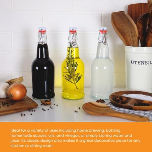 FastRack 33oz Clear Glass Swing Top Bottle - Pack of 1, Regular Flip Top