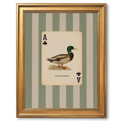 Lucky Duck Wall Art Canvas Print Framed Vintage Playing Card Mallard Bird 8x10 Style-4