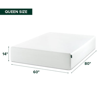 Zinus 14 Inch Queen Green Tea Memory Foam Mattress, Fiberglass Free, Medium Firm Feel, Zoned Pressure Relief, Certified Safe Foams & Fabric, Mattress in A Box
