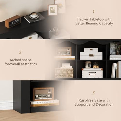 Black 63 Inch Console Table with 6 Storage Cubes - Entryway & Living Room
