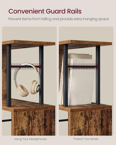 VASAGLE Rustic Brown 6-Tier S-Shaped Tall Book Shelf - 15" Wide Book Organizer