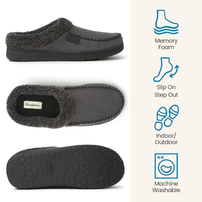 Dearfoams Men's Brendan Indoor Outdoor Breathable Memory Foam Clog Slippers - Size 7-8 Pavement