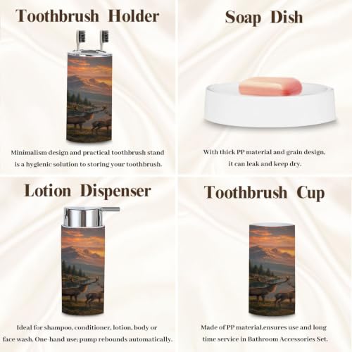 6-Piece Bathroom Accessory Set with Trash Can Dispenser Organizer