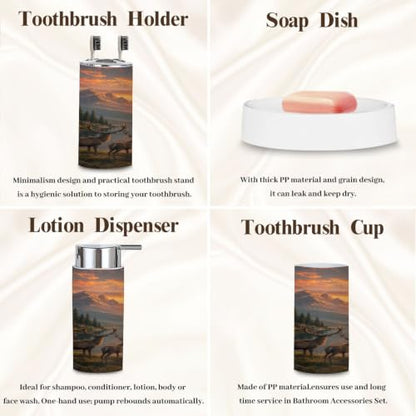 6-Piece Bathroom Accessory Set with Trash Can Dispenser Organizer